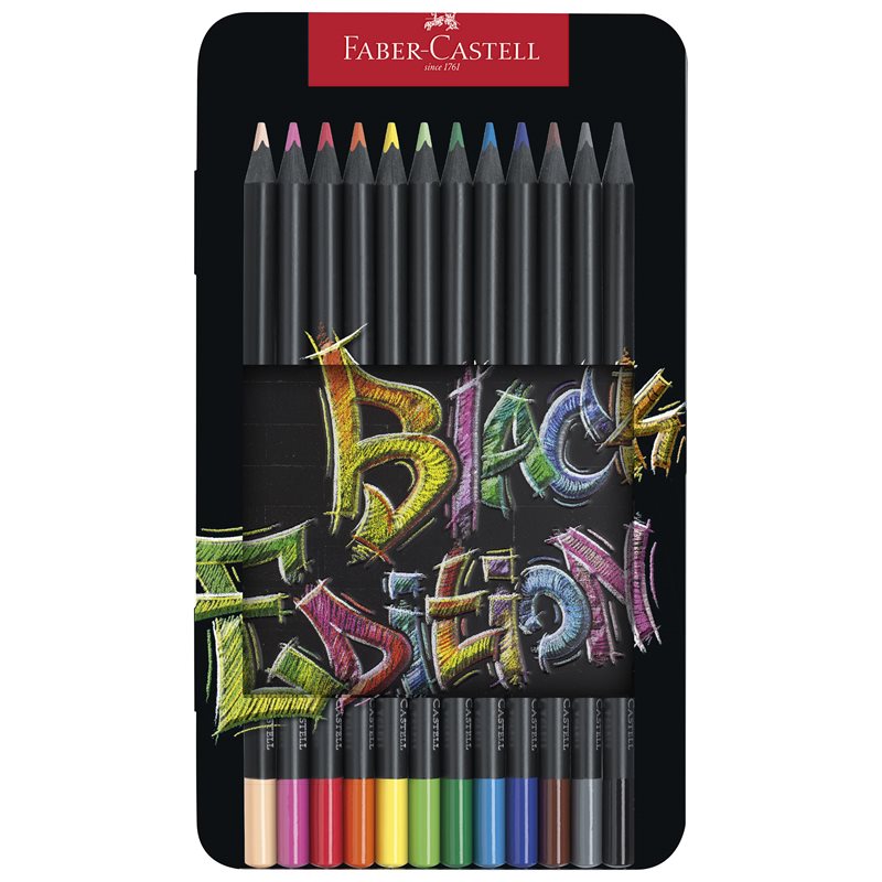 Färgpennset 12p i metallask Faber Castell