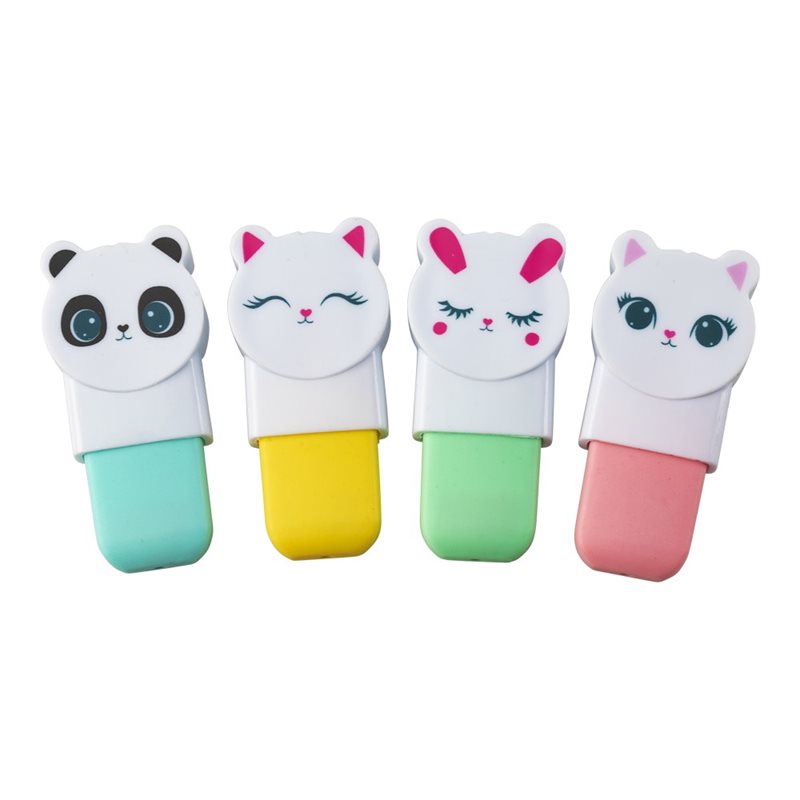 Överstrykningspennor 4-pack gulliga djur