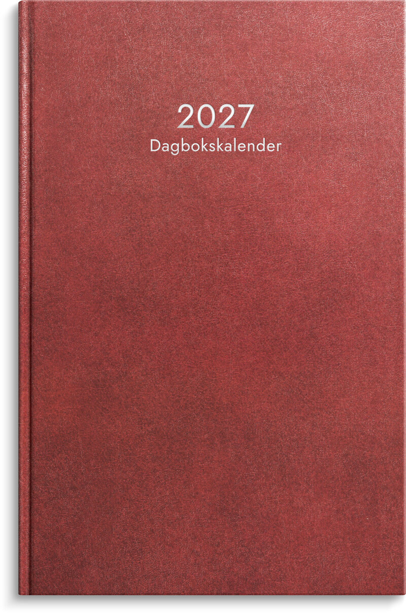 Dagbokskalender 2027 rött konstläder