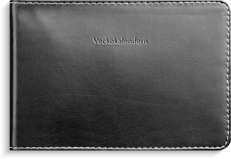 Kalender 2026 Veckokalendern svart konstläder