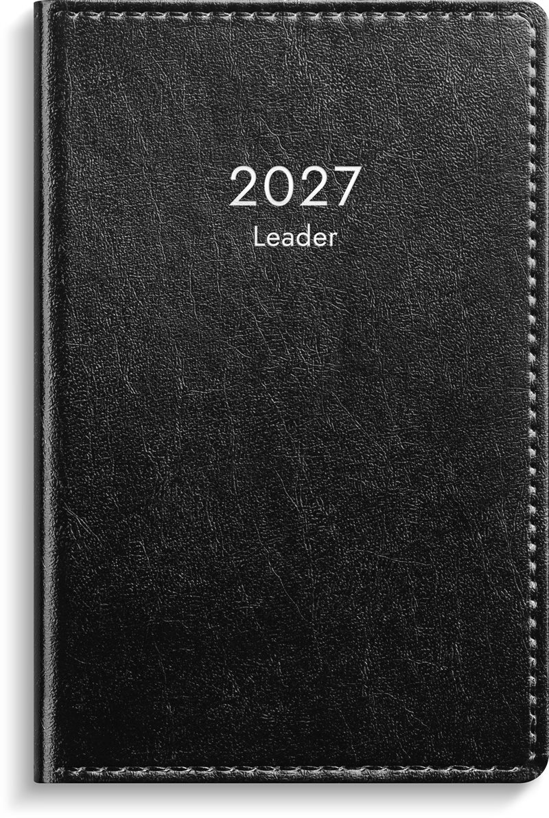 Kalender 2027 Leader svart konstläder inb