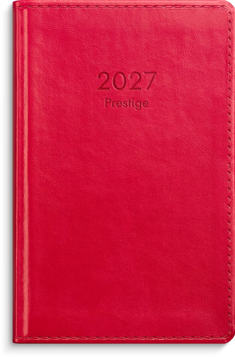 Kalender 2027 Prestige rött konstläder