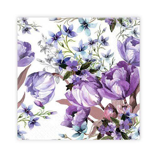 Kaffeservett 20p Lila blomster