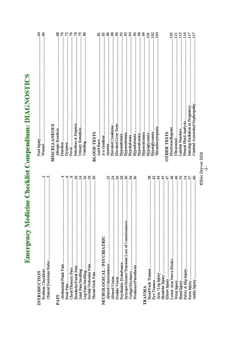 Emergency medicine checklist compendium : diagnostics & resuscitation