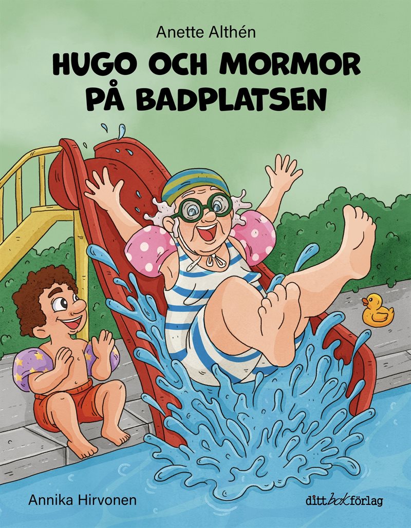 Hugo och mormor på badplatsen