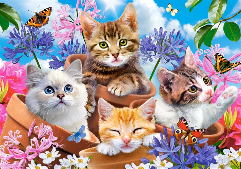 Kittens with Flowers, 500-bitarspussel