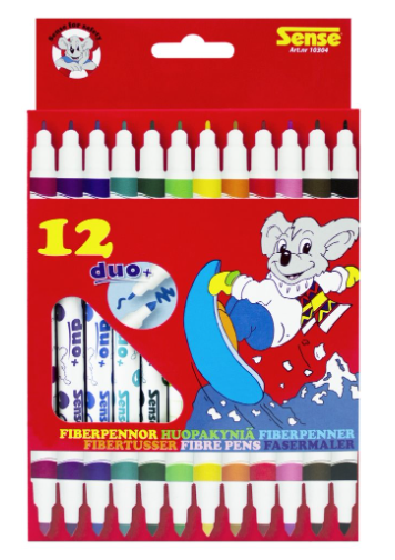 Fiberpenna Sense Duo+ dubbelspets 12st/förp