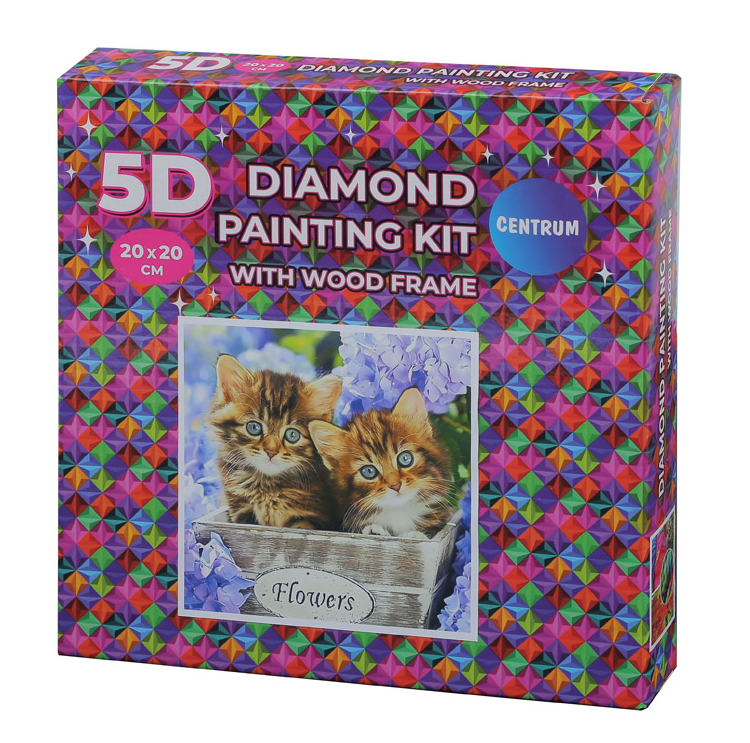 Diamantmålning tavla med katter 20x20