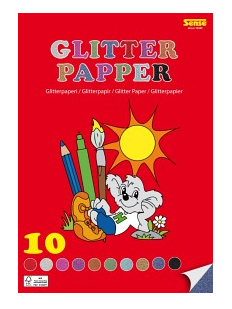 Glitterpapper sort färger 10ark