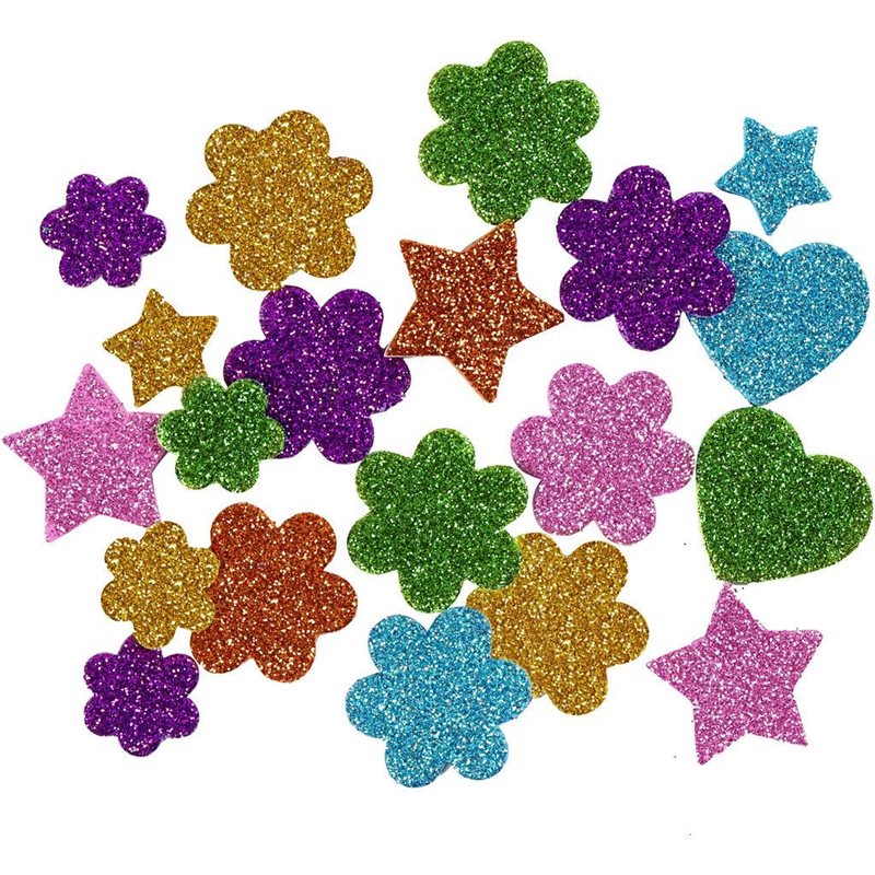 Dekorgummifigurer hjärtan, stjärnor och blommor 100 st