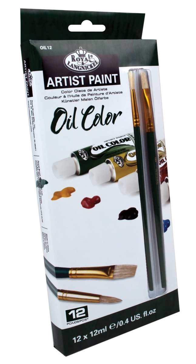 Oljefärg Royal & Langnickel 12 färger 12ml/tub + 2 penslar