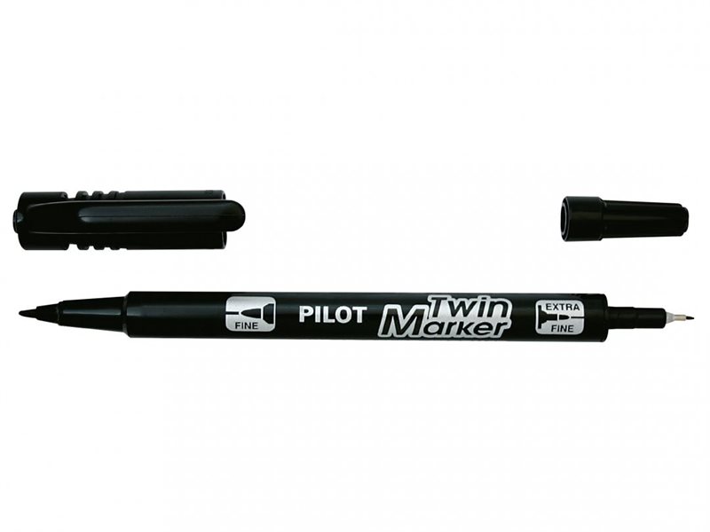 Märkpenna Pilot Twin Marker EF/F svart