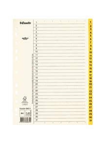 Pappregister Servo A4 1-31 gul
