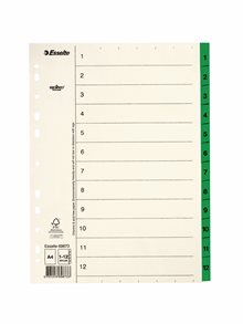 Pappregister Servo A4 1-12 grön
